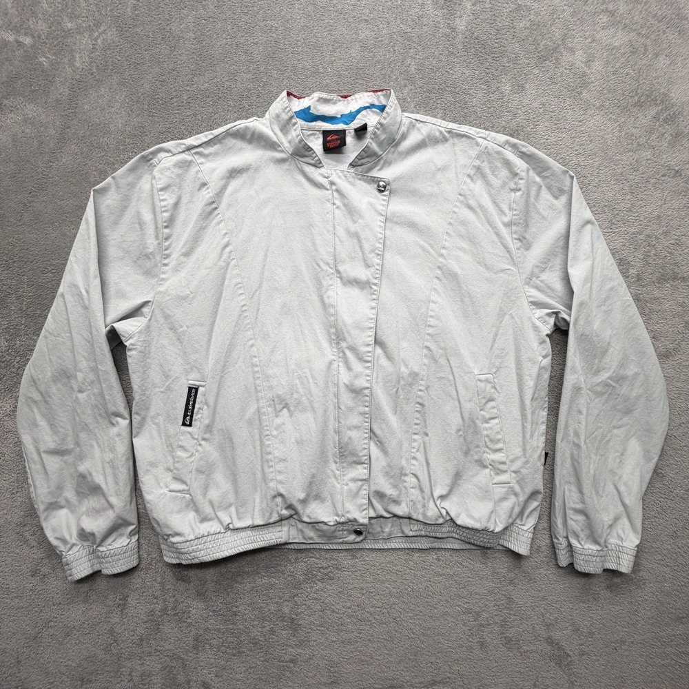 Quiksilver Jacket Mens 2XL Gray Bomber Collared Lined Stranger Things‎ Logo
